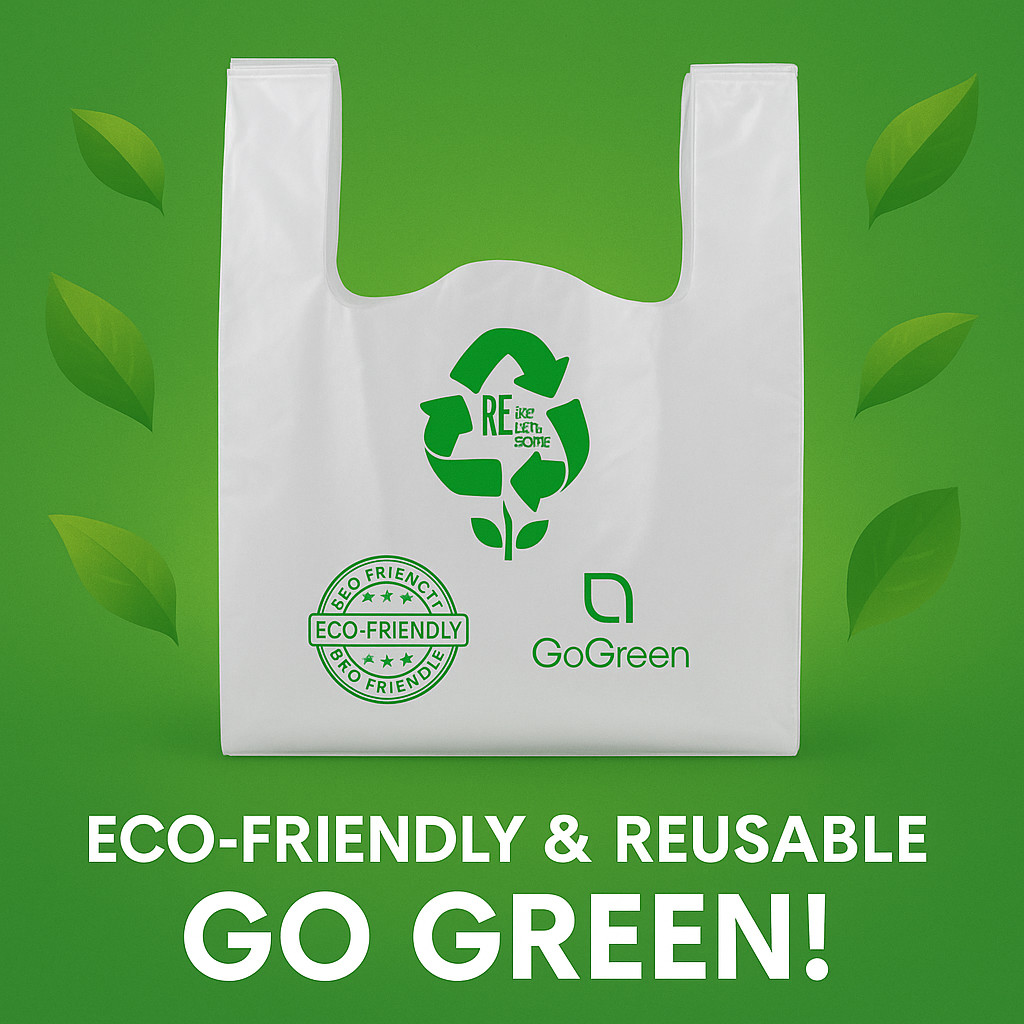 1/6 Clear Heavy-Duty Plastic T-Shirt Bags 4 Mil Reusable Grocery Shopping 21×6.