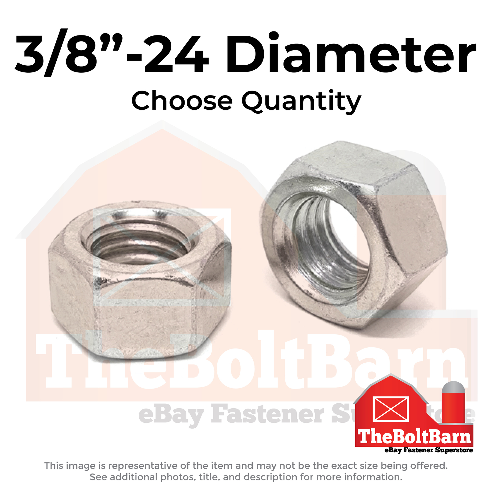 3/8″-24 Stainless Steel Finished Hex Nuts (Choose Qty)