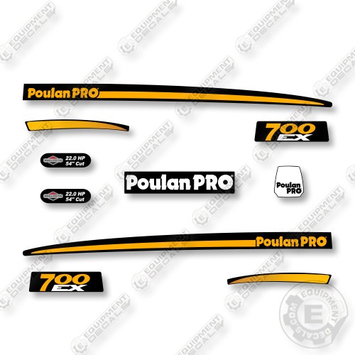 Poulan Pro 700EX Decal Kit Lawn Tractor- Aftermarket Kit