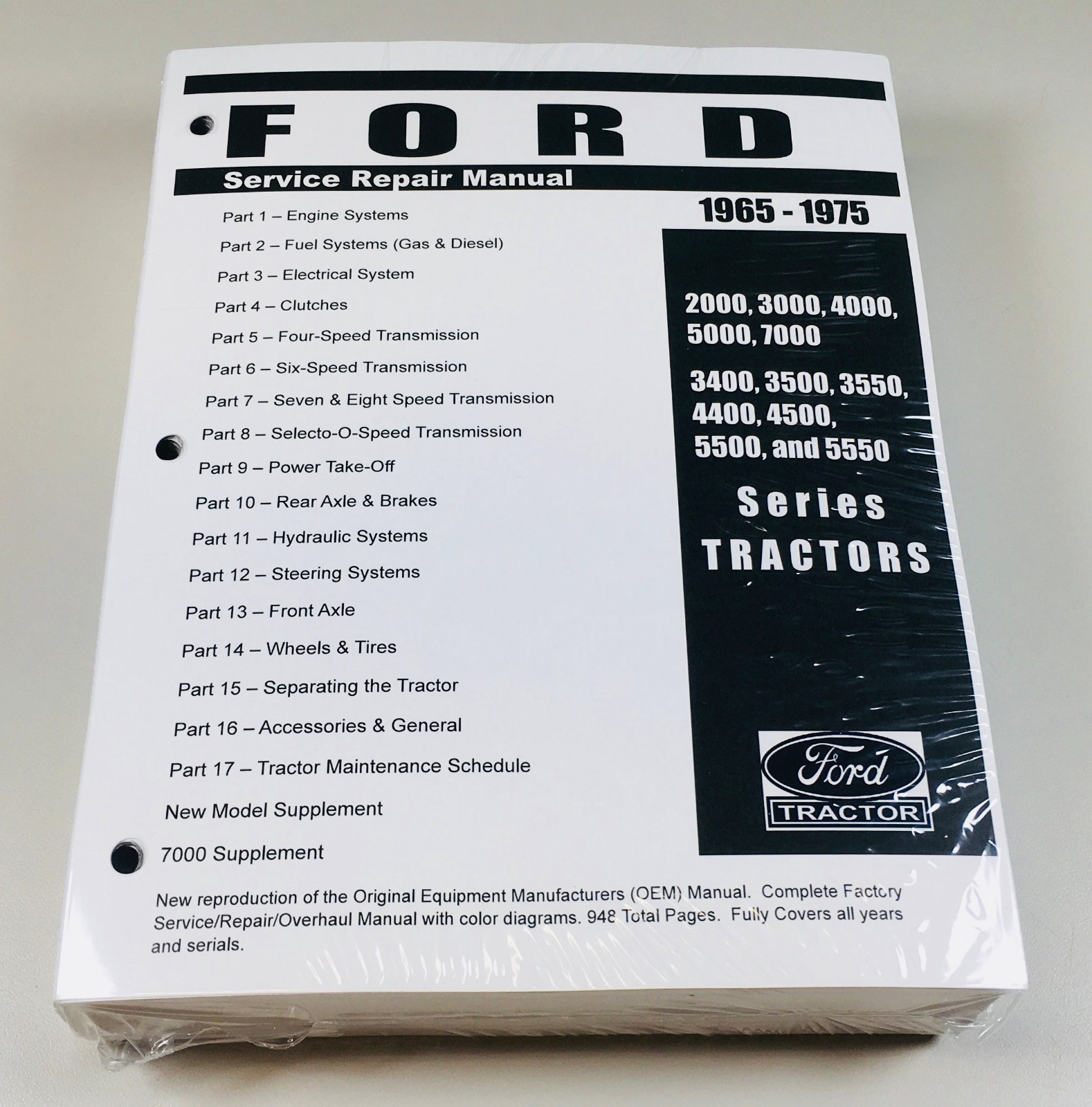 Ford 3500 3550 4400 4500 5500 Tractor Service Shop Manual 1965-1975