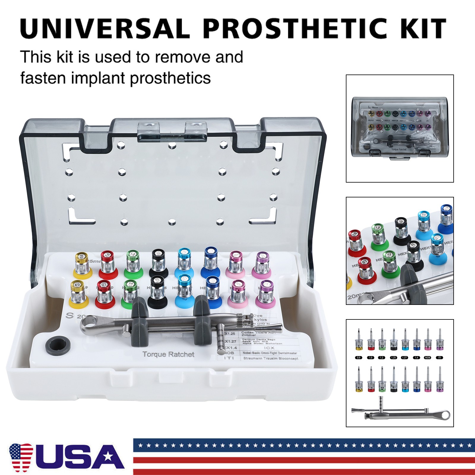 Instrumento kit implante dental controlador de restauración protésica universal