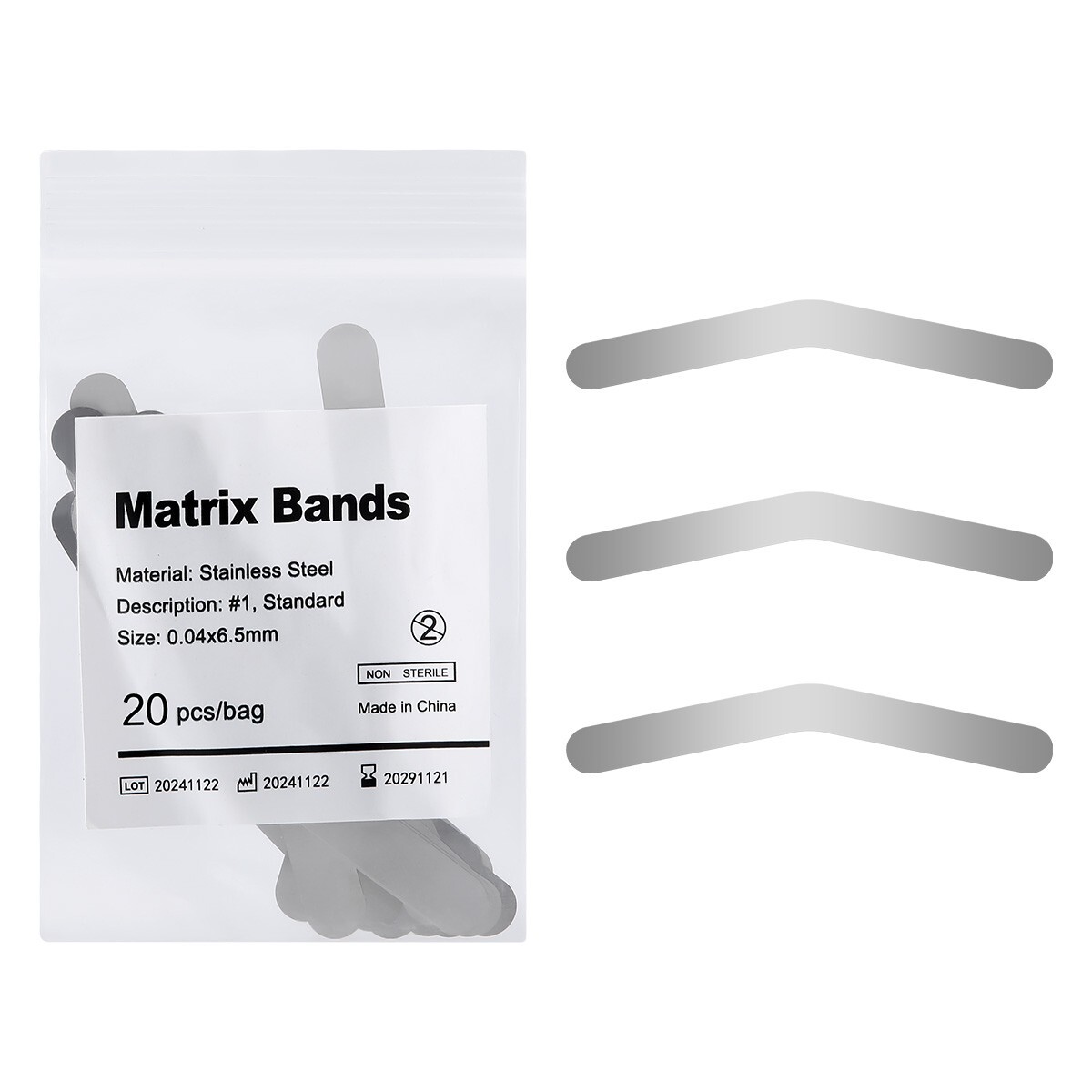 20Pcs Dental Tofflemire Matrix Bands 0.04mm Margin Elevation Increased Curvature