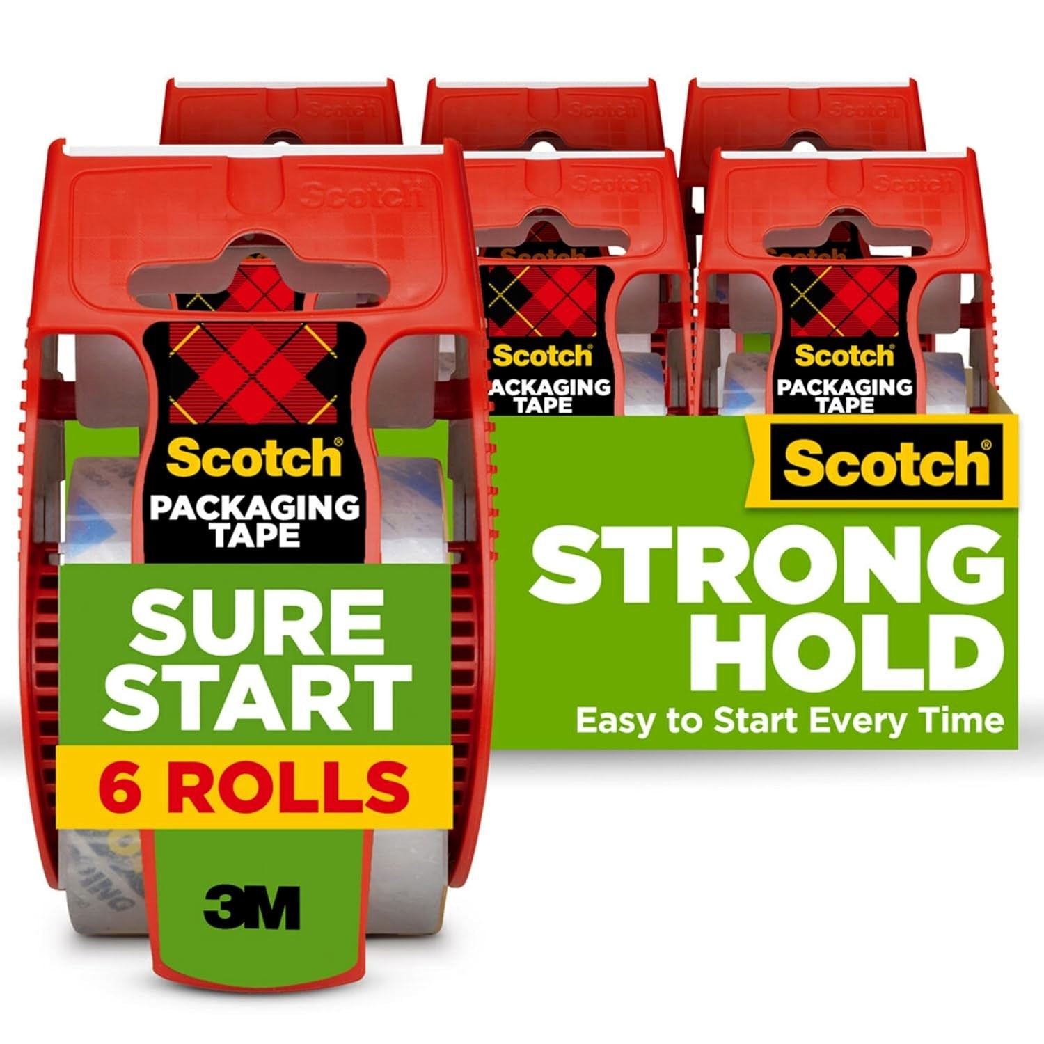 Scotch Sure Start Shipping Packaging Tape, 1.88″x 22.2 Yd, 6 Rolls,