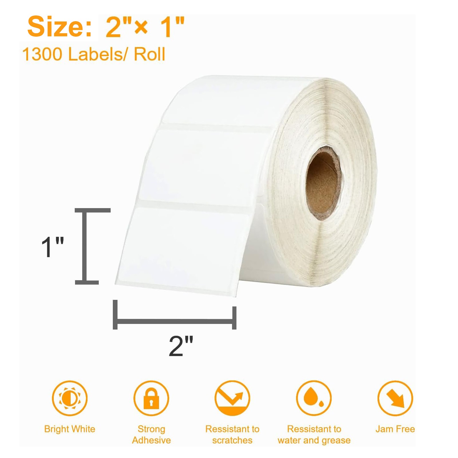 2″ x 1″ Direct Thermal Labels Barcode Adhesive Sticker for Rollo&Zebra 1300/Roll