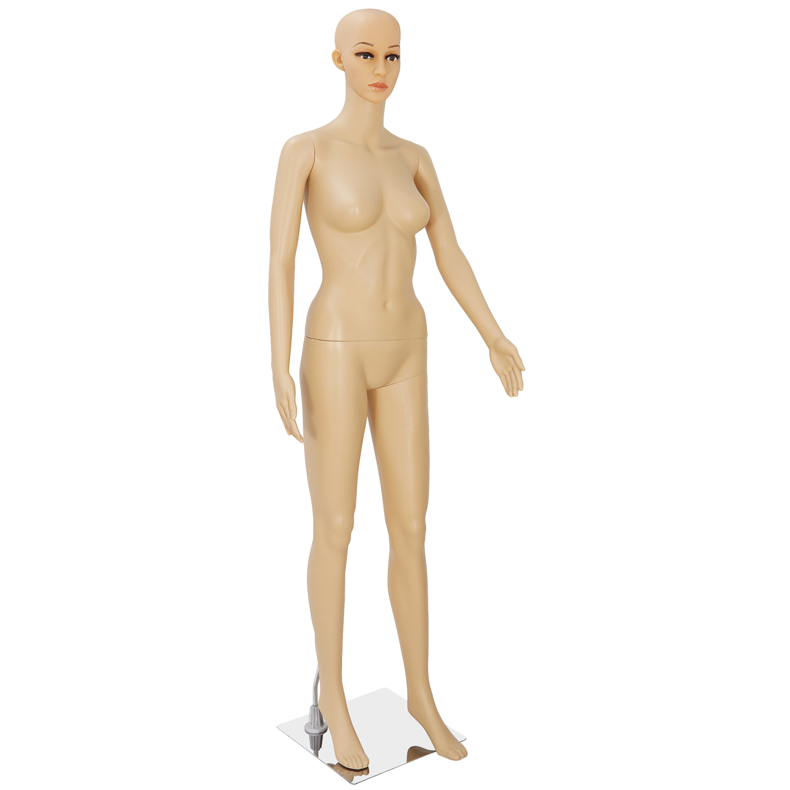 Female Mannequin Plastic Clothes Head Turns Dress Form Realistic Display w/ Base