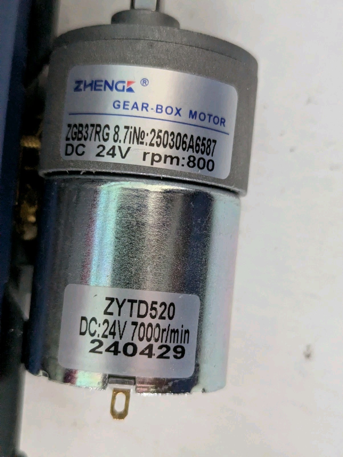 ZGB37RG 8.7IN№:250306A6587DC 24Vrpm:800ZYTD520DC:24V 7000r/min240429