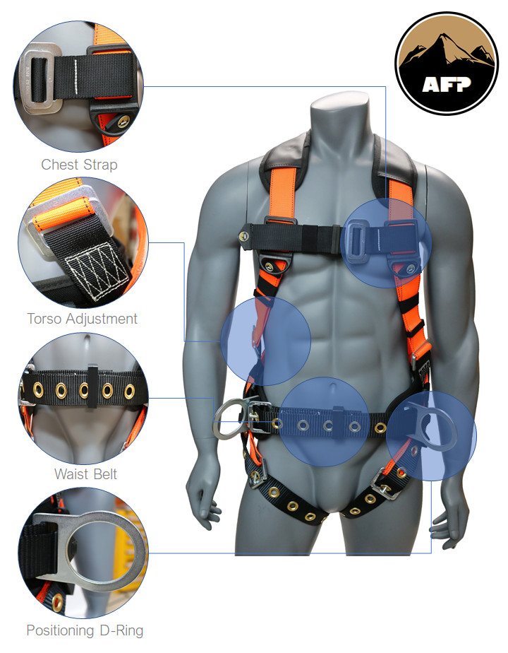 Full Body Safety Harness Fall Protection 3D-Ring Back Support Belt Shoulder Pad