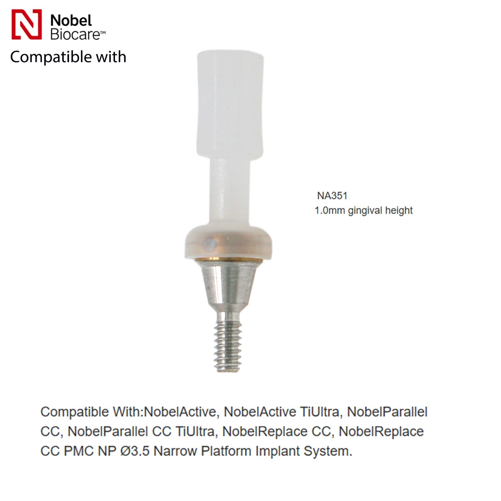 US Locator Attachment Abutment Narrow/Regular Platform fits Nobel Active Conical