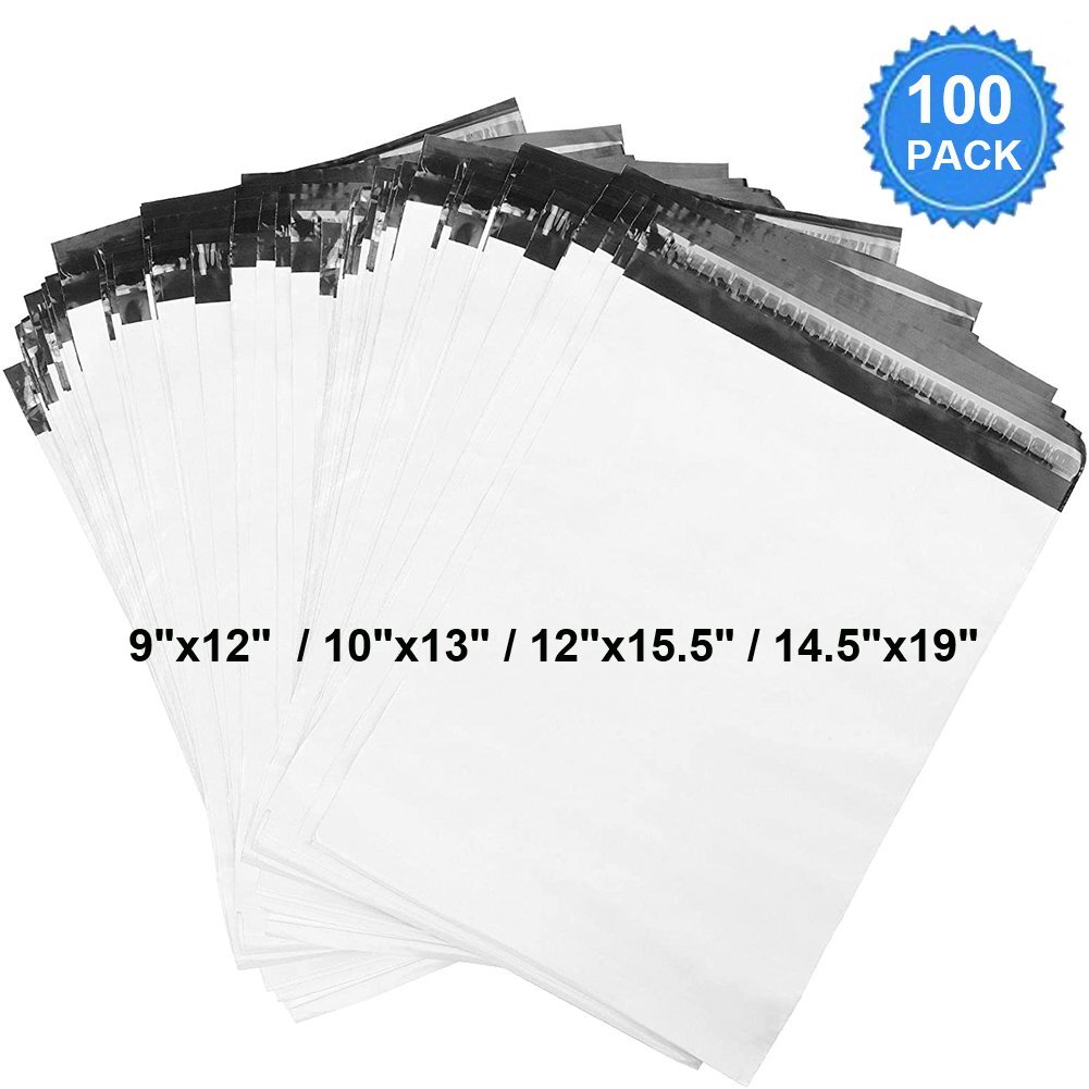 100 Poly Mailers Shipping Envelopes Plastic Mail Packing Bags 2.5Mil Choose Size