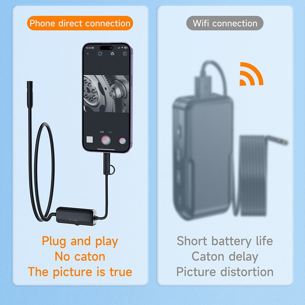 USB-C Direct Plug To iPhone 15 Android iOS Borescope Endoscope Inspection Camera