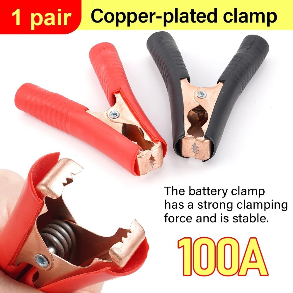 2PCS Car Alligator Clips Crocodile Clip Battery Test Clamps 100A Red Black