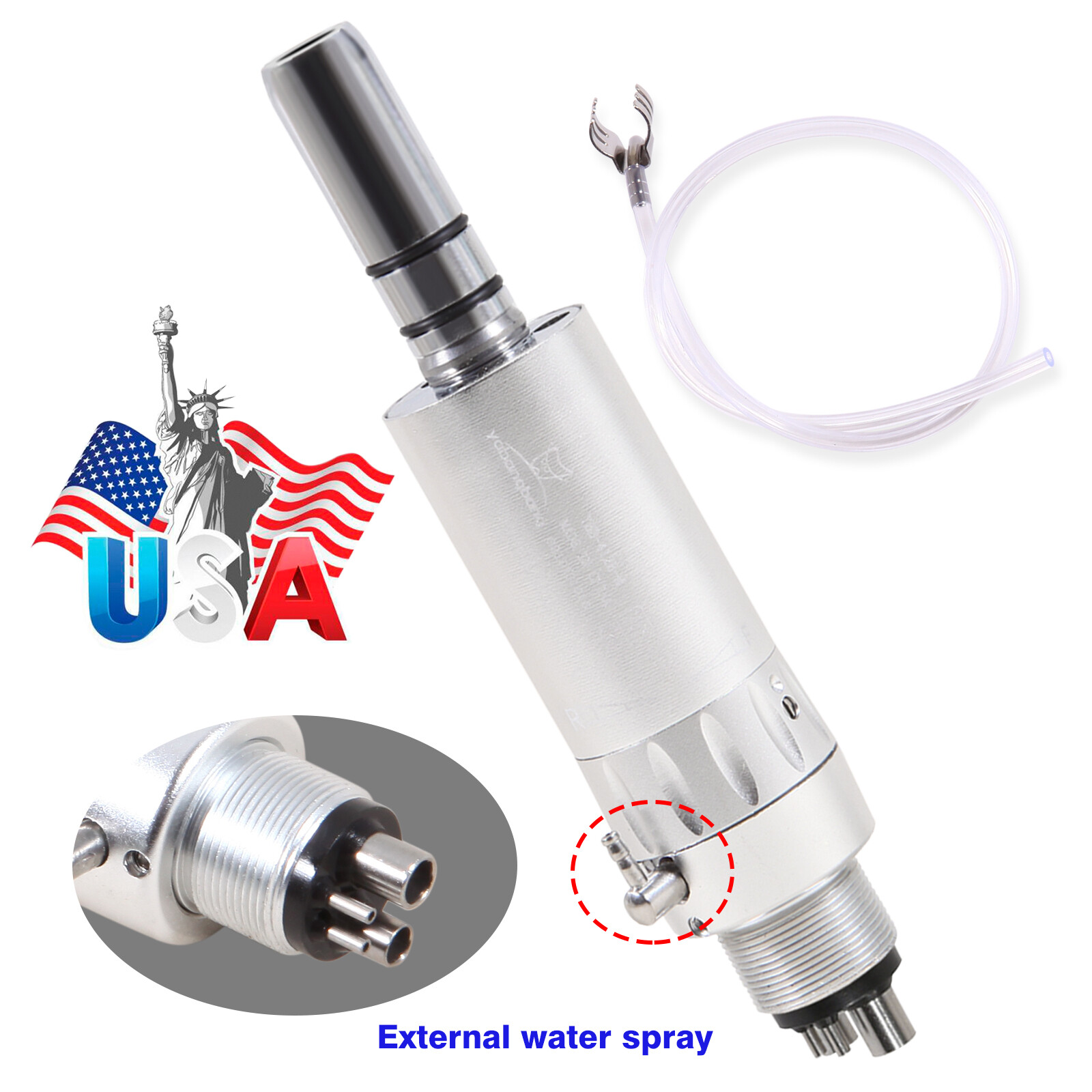Contra Angle Slow Speed Handpiece Push for 1.6mm Burs / Air Motor 4Holes Dental