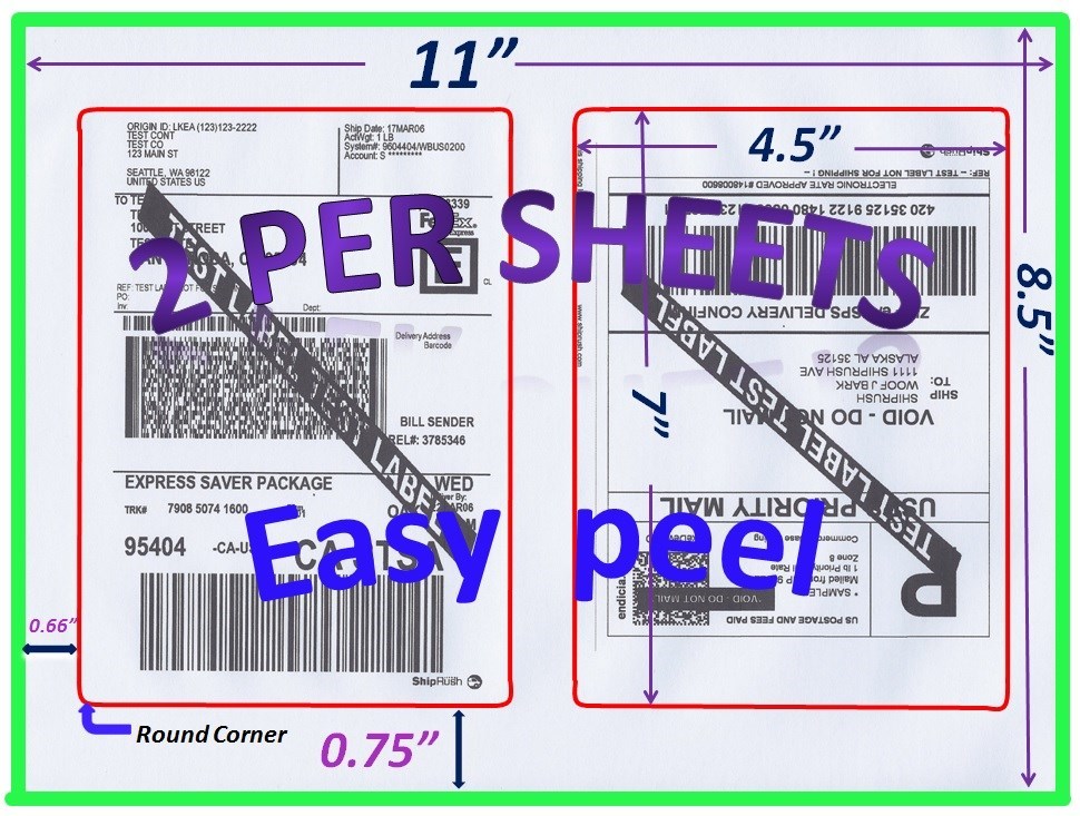 1000 Pro Office Shipping Labels-7.0X4.5-Rounded Corner-Blank Labels-Made In USA