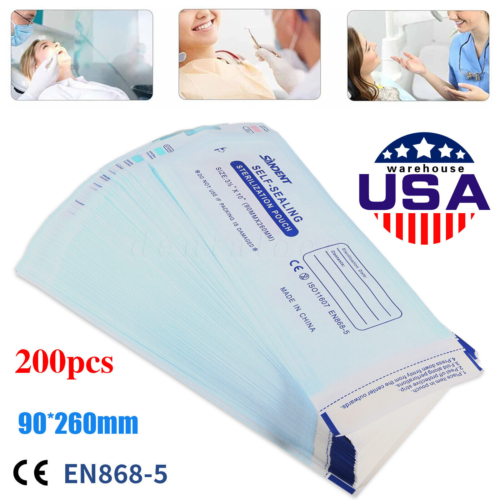 1000 3.5″ x 10″ Dental Sterilization Pouches Sterilizer Autoclave Bags Tool Nail