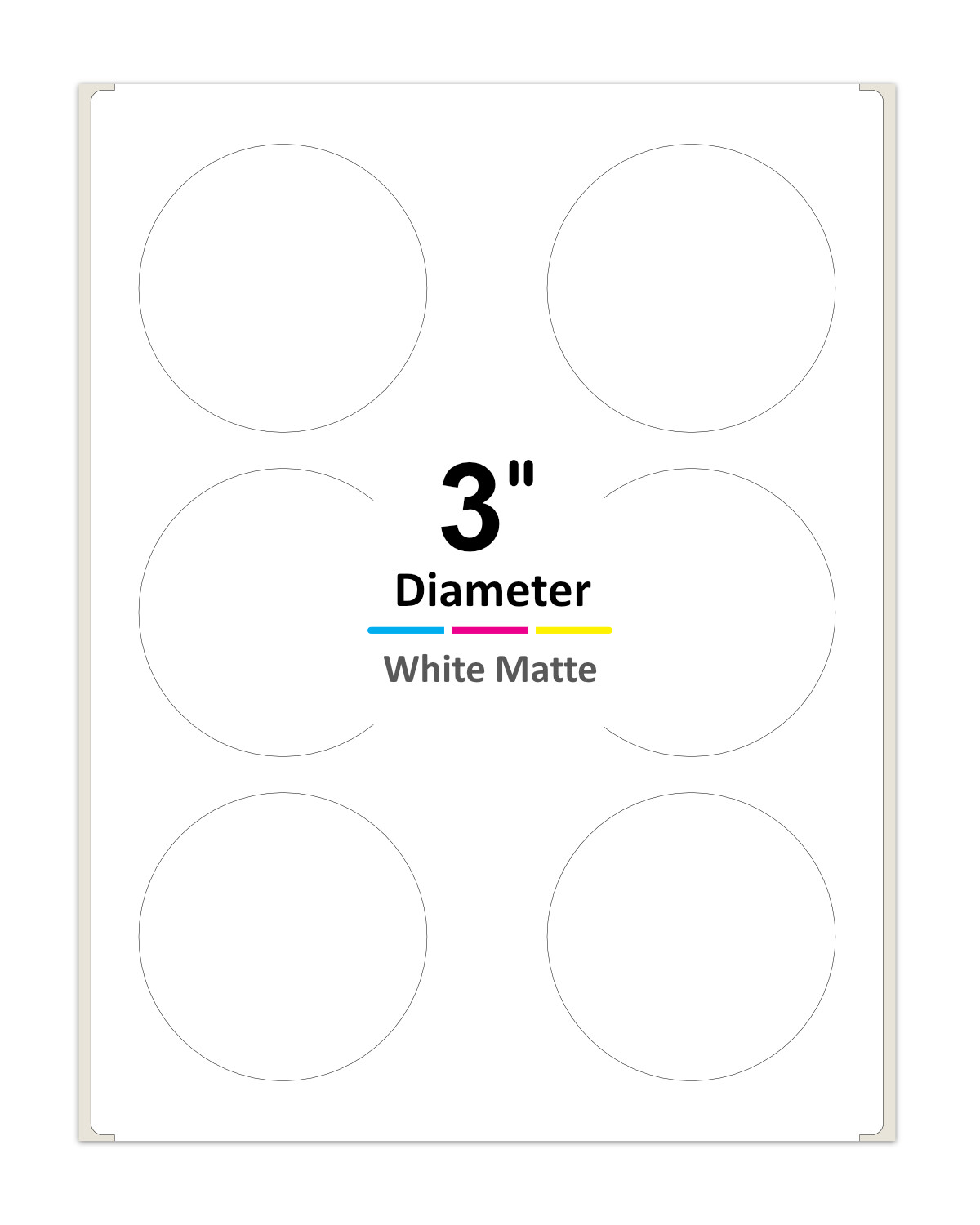 3 Inch Round Labels for Laser / Inkjet Printers Permanent Adhesive White Matte