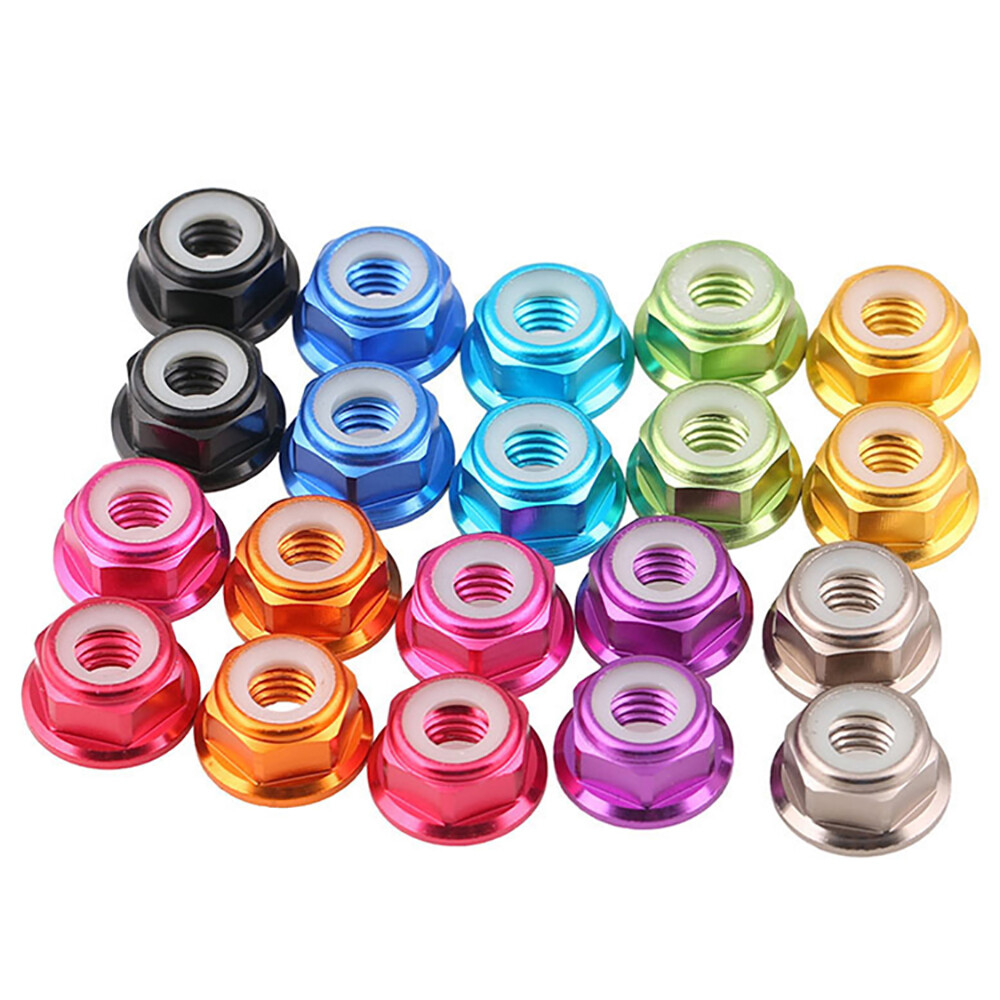 M2 M3 M4 M5 M6 Flange Nyloc Nut Aluminum Alloy Nylon Insert Locking Nuts Metric