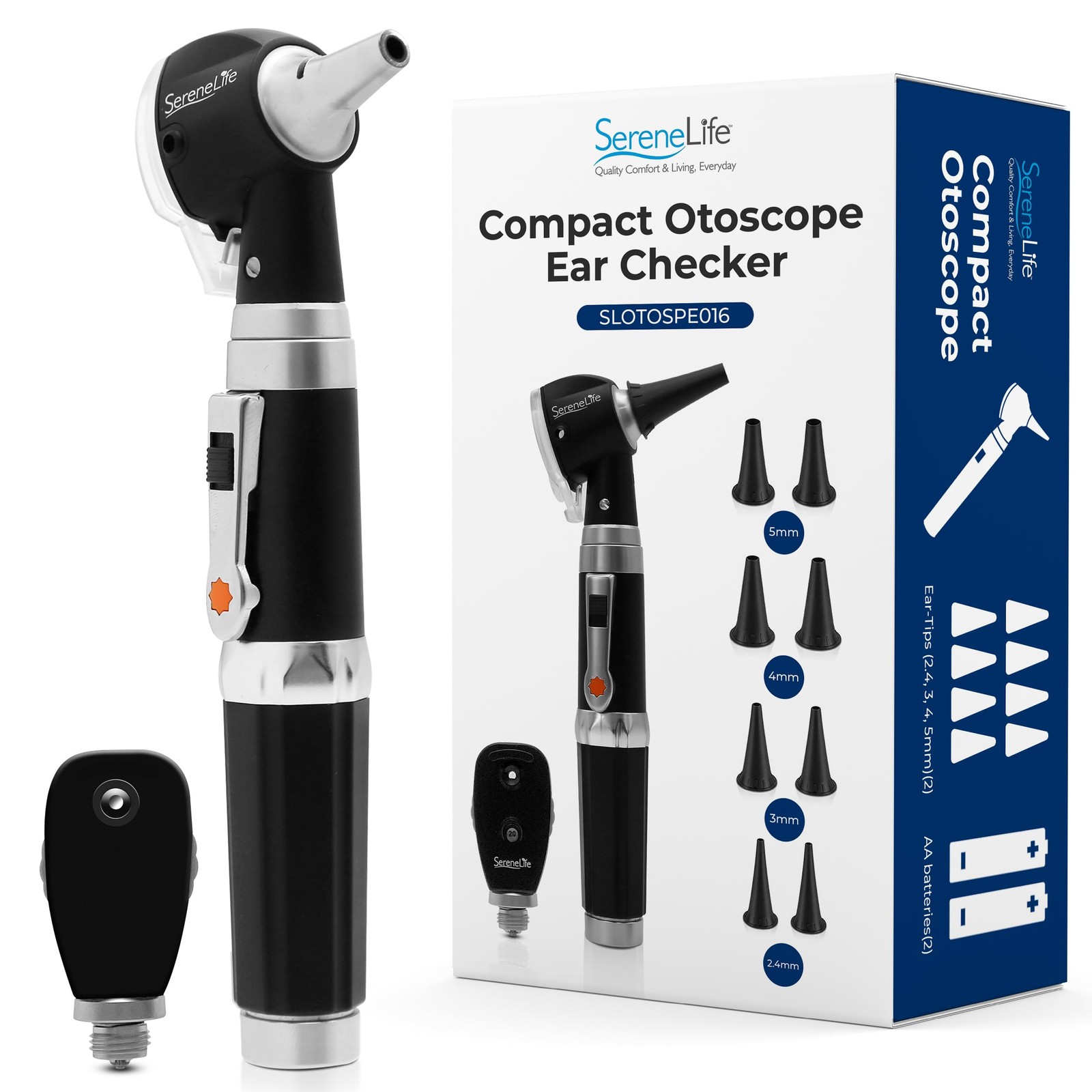 SereneLife 2-in-1 Ophthalmoscope & Otoscope Set | Perfect for Inspecting Ears