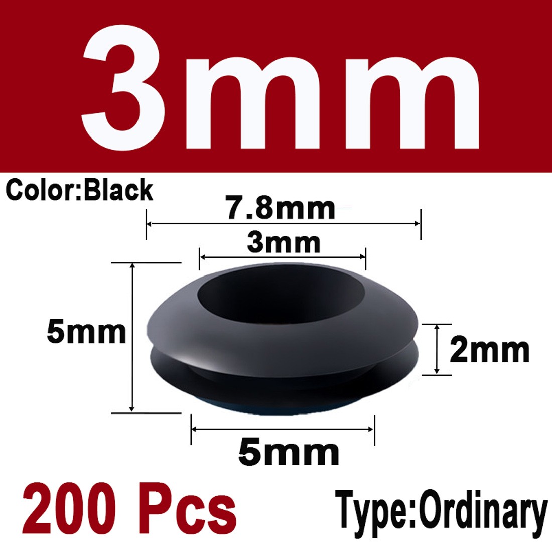 Open Grommets Black/White Rubber Wiring Ring Blind Plug Bung 3mm 4mm 5mm~90mm