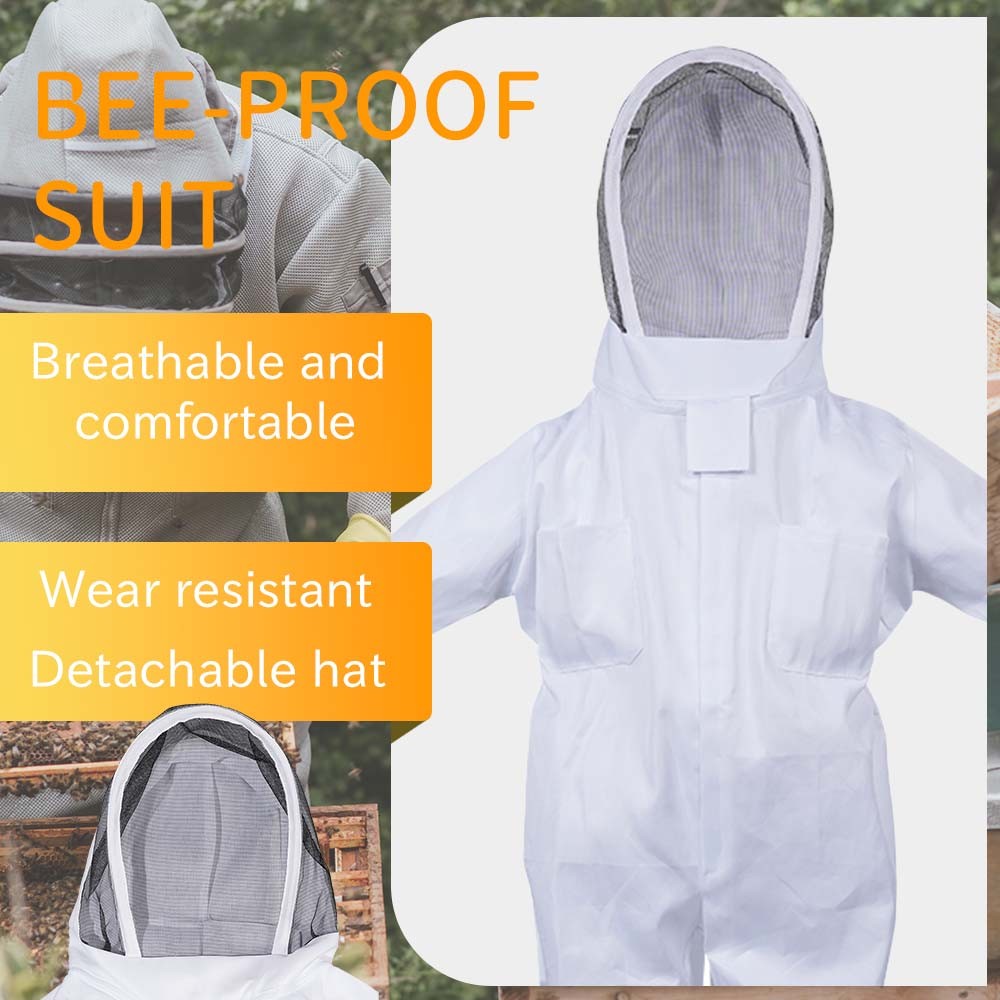 Beekeeping Suit Full Body Coverall Beekeeper Outfit Jacket L with Veil Unisex