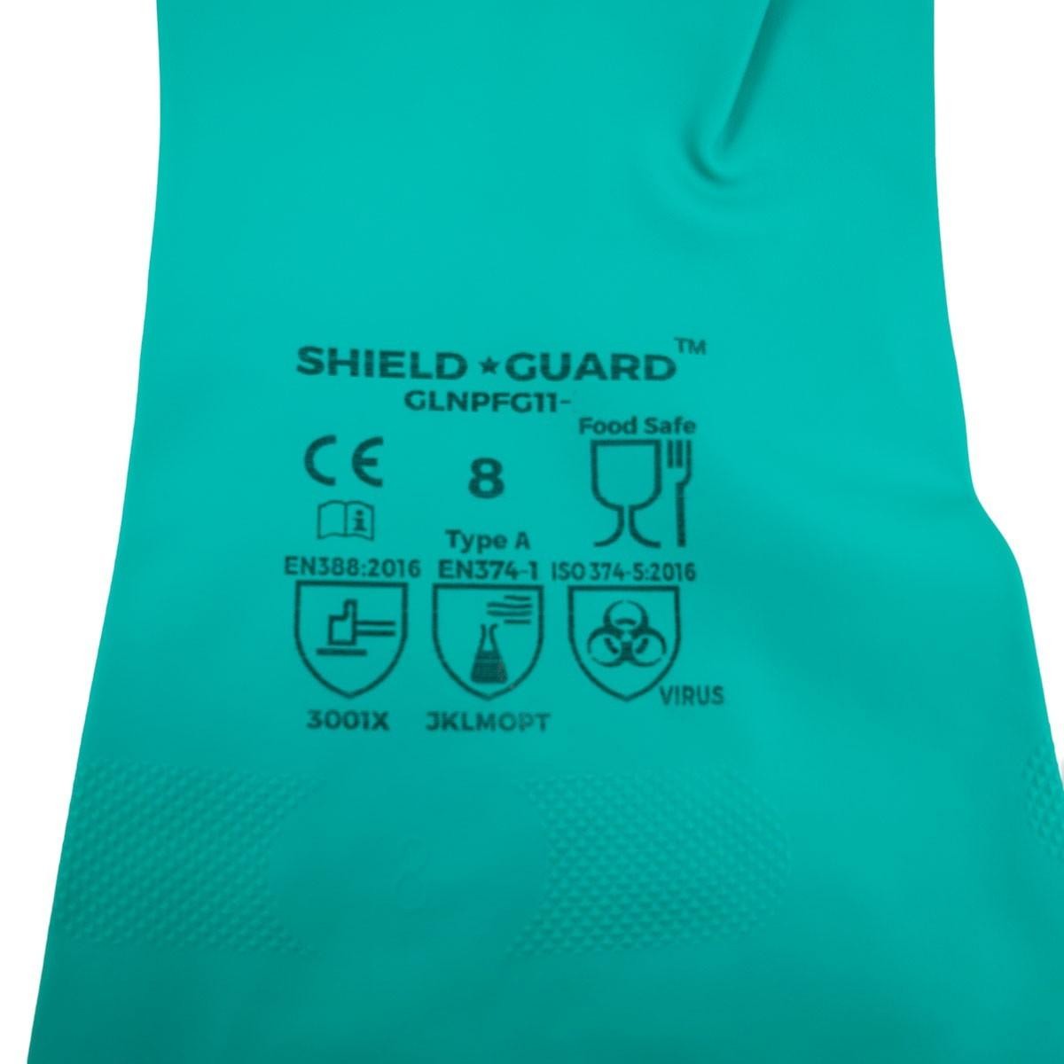 12 Pairs Green Chemical Resistant Diamond Textured Nitrile Gloves Industrial/2XL