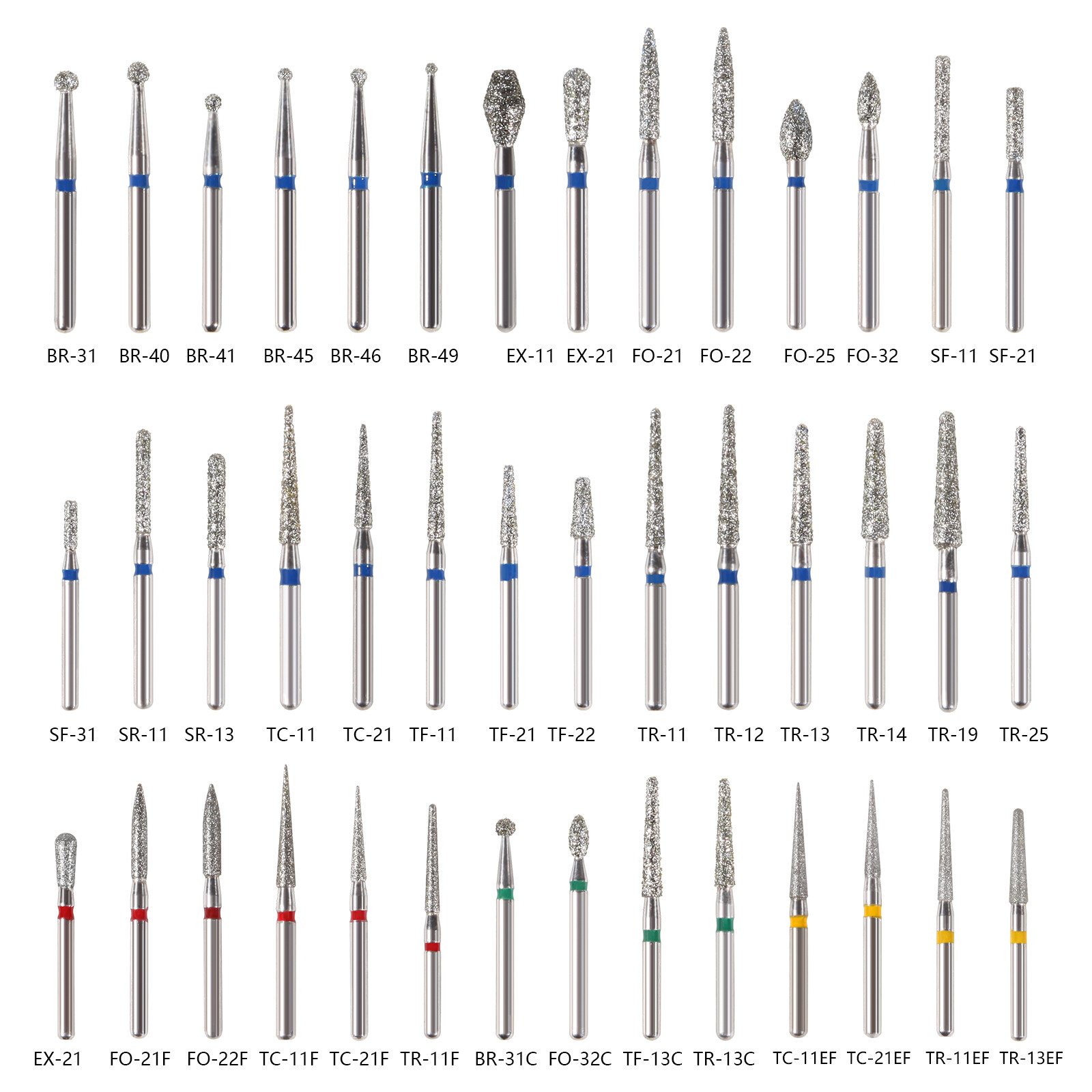 42Type Dental Diamond Burs FG Drill for High Speed Handpiece 1.6mm Coarse/Fine