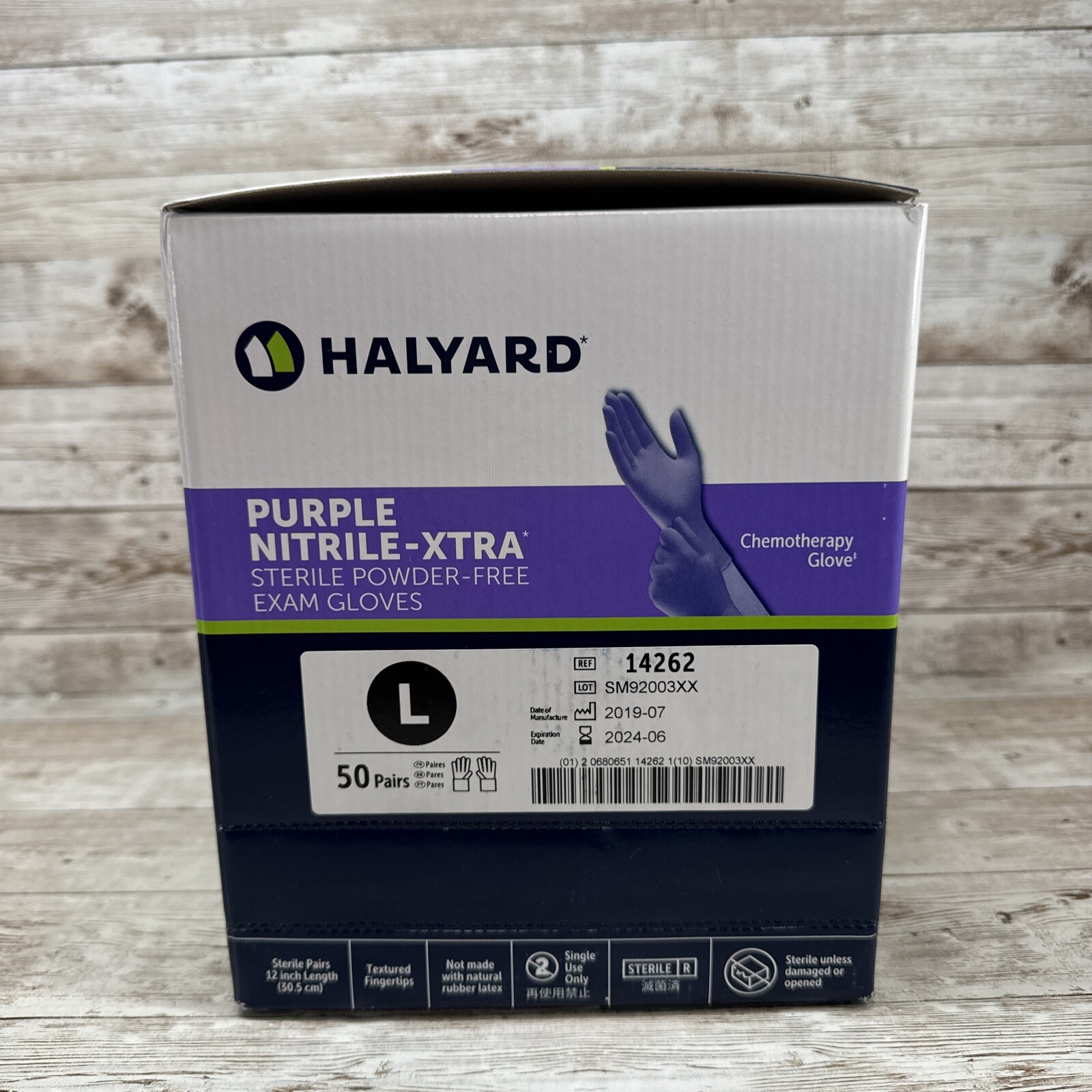 Halyard Purple-XTRA Nitrile Exam Gloves STERILE *1 Box* Size: LARGE *See Date*