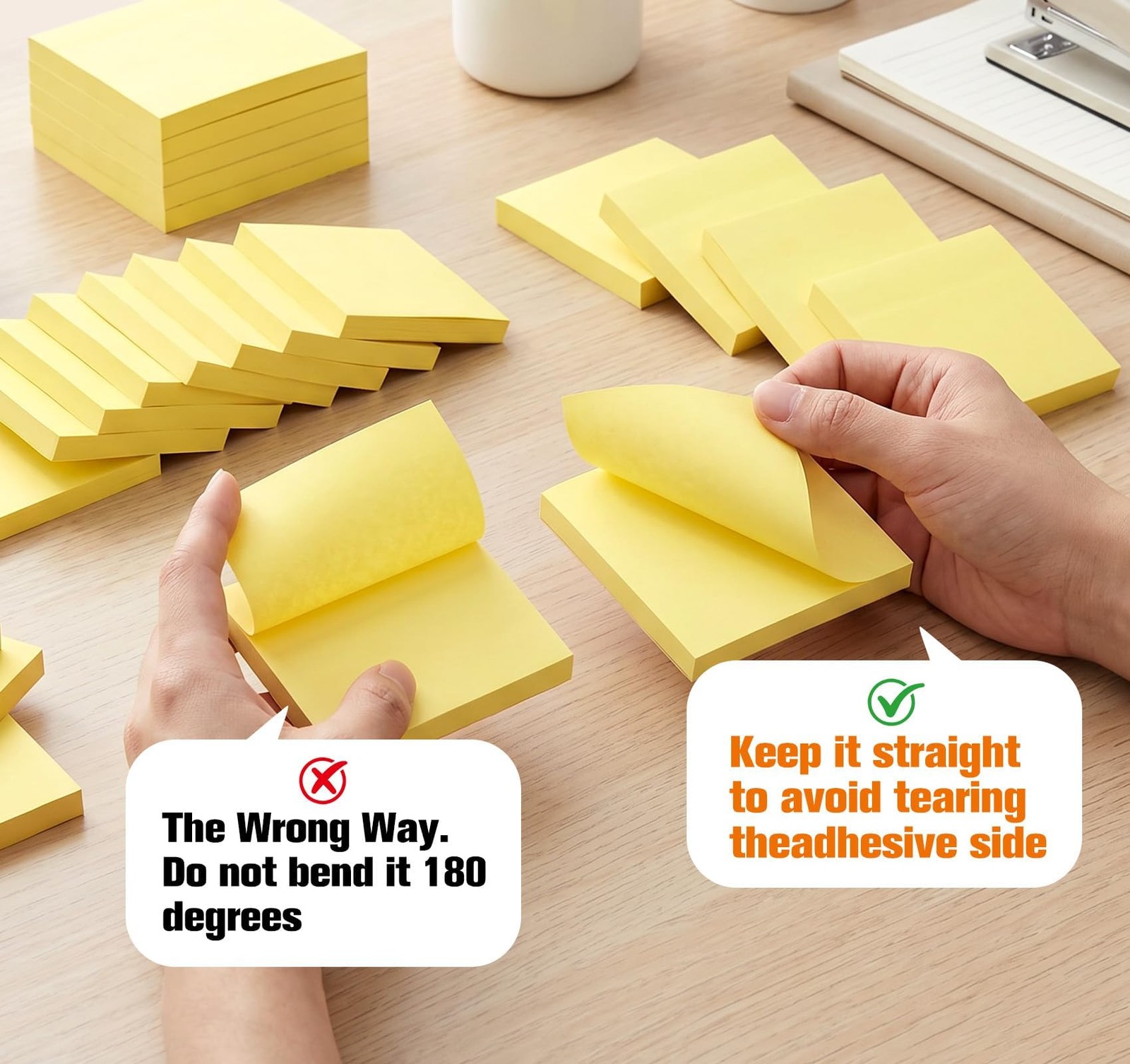 3x3in Sticky Notes Yellow,100 Sheets/Pad, 2X Sticking 76x76mm, Yellow-24 Pack