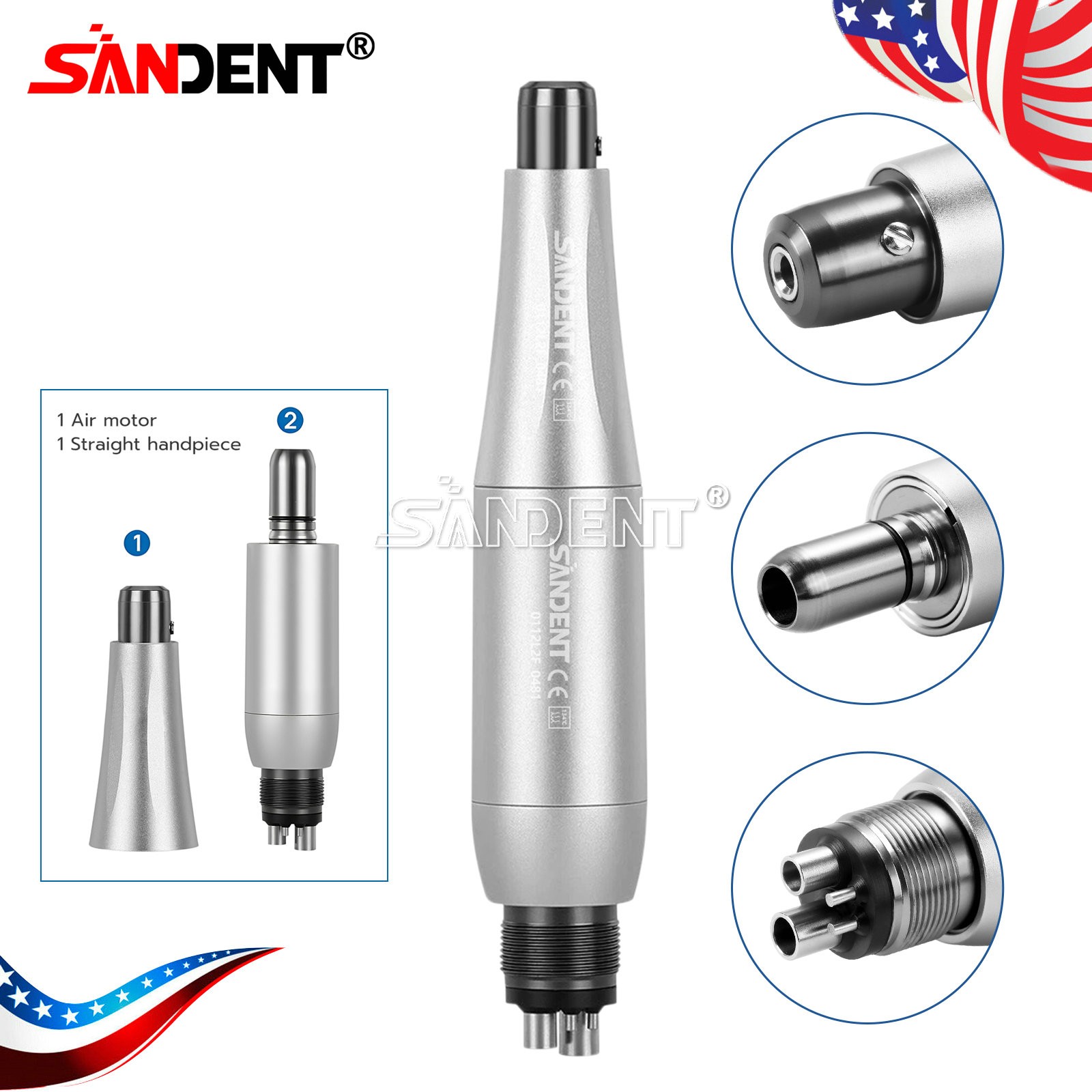 3Color Dental Hygiene Prophy Handpiece Air Motor 4HOLE 4:1 Nose Cone 360° Swivel