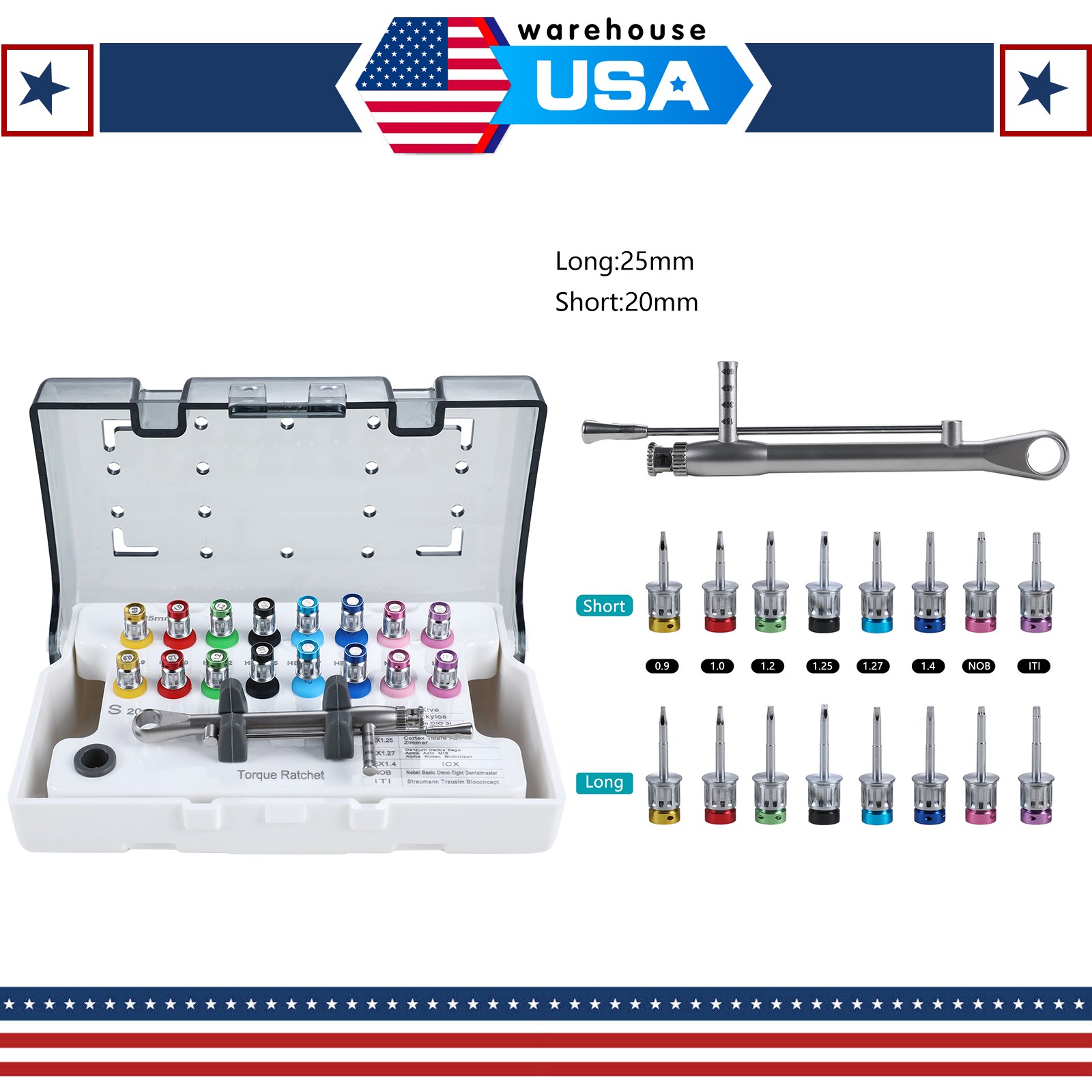 Instrumento kit implante dental controlador de restauración protésica universal