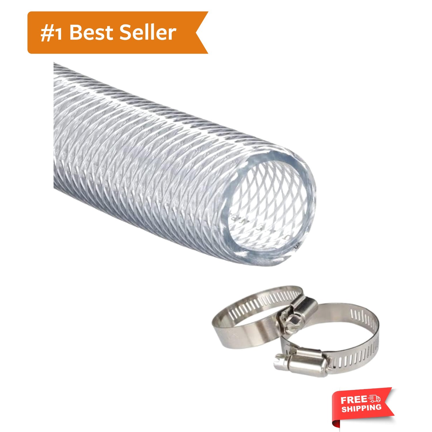 10ft Braided Clear PVC Tubing, 3/4″ ID – Strong & Versatile for All Applications