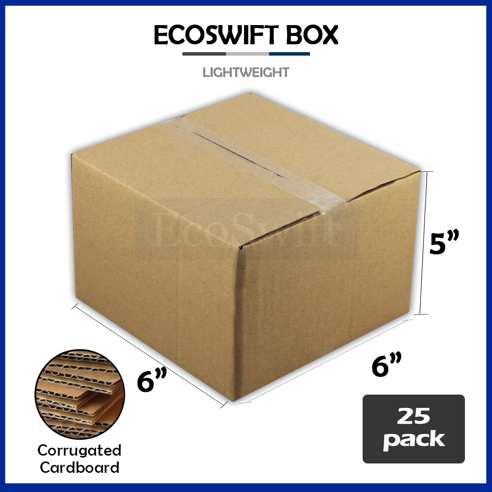 25 6x6x5 EcoSwift Cardboard Packing Moving Shipping Boxes Corrugated Box Cartons