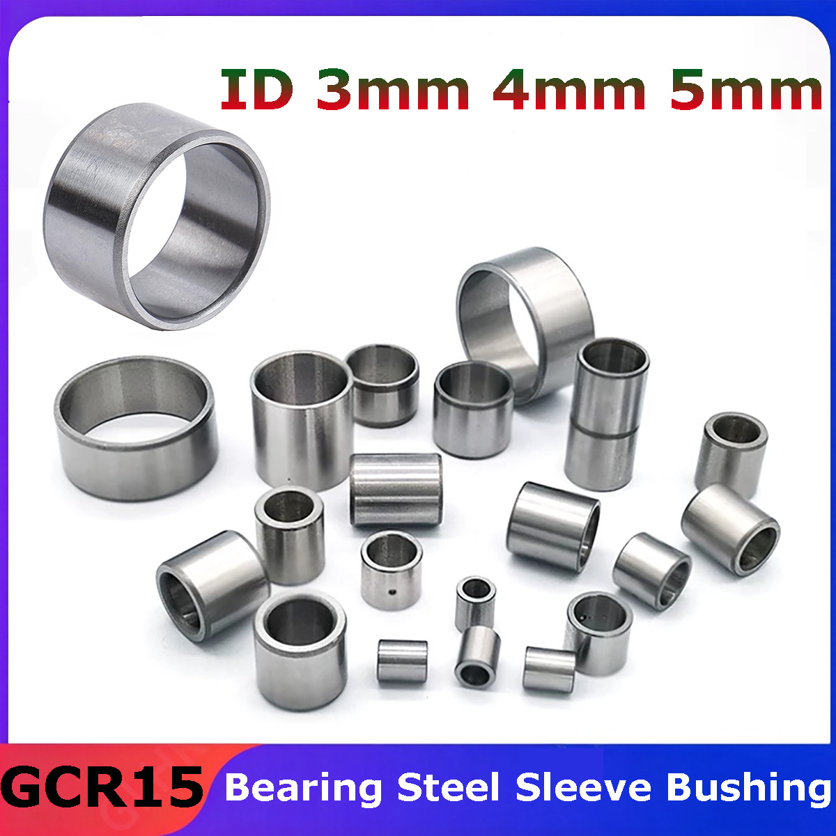 GCR15 Bearing Steel Sleeve Bushing ID 3mm 4mm 5mm Wear-Resistant Standoff Spacer