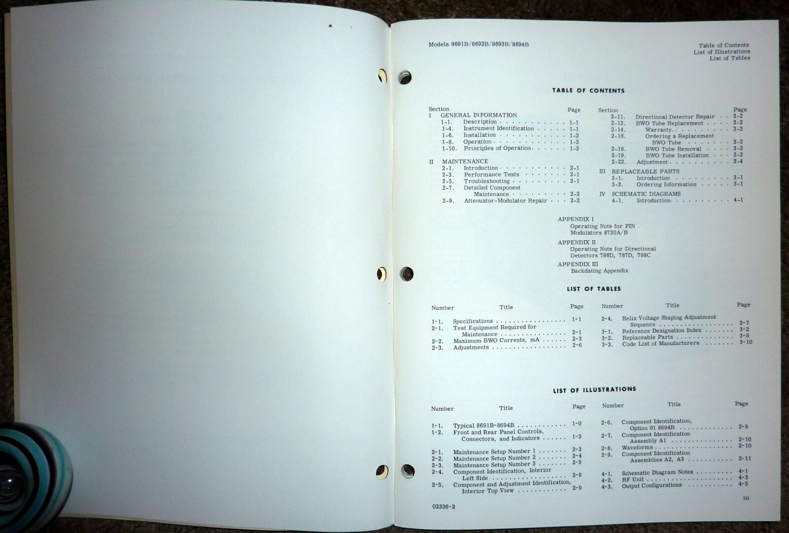 HP Hewlett Packard 8691B 8692B 93B 94B91D RF Units Operating Service Manual 1968