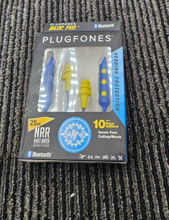 Plugfones PBT-UY Wireless BasicPro Bluetooth Earplugs Headphones Blue/Yellow