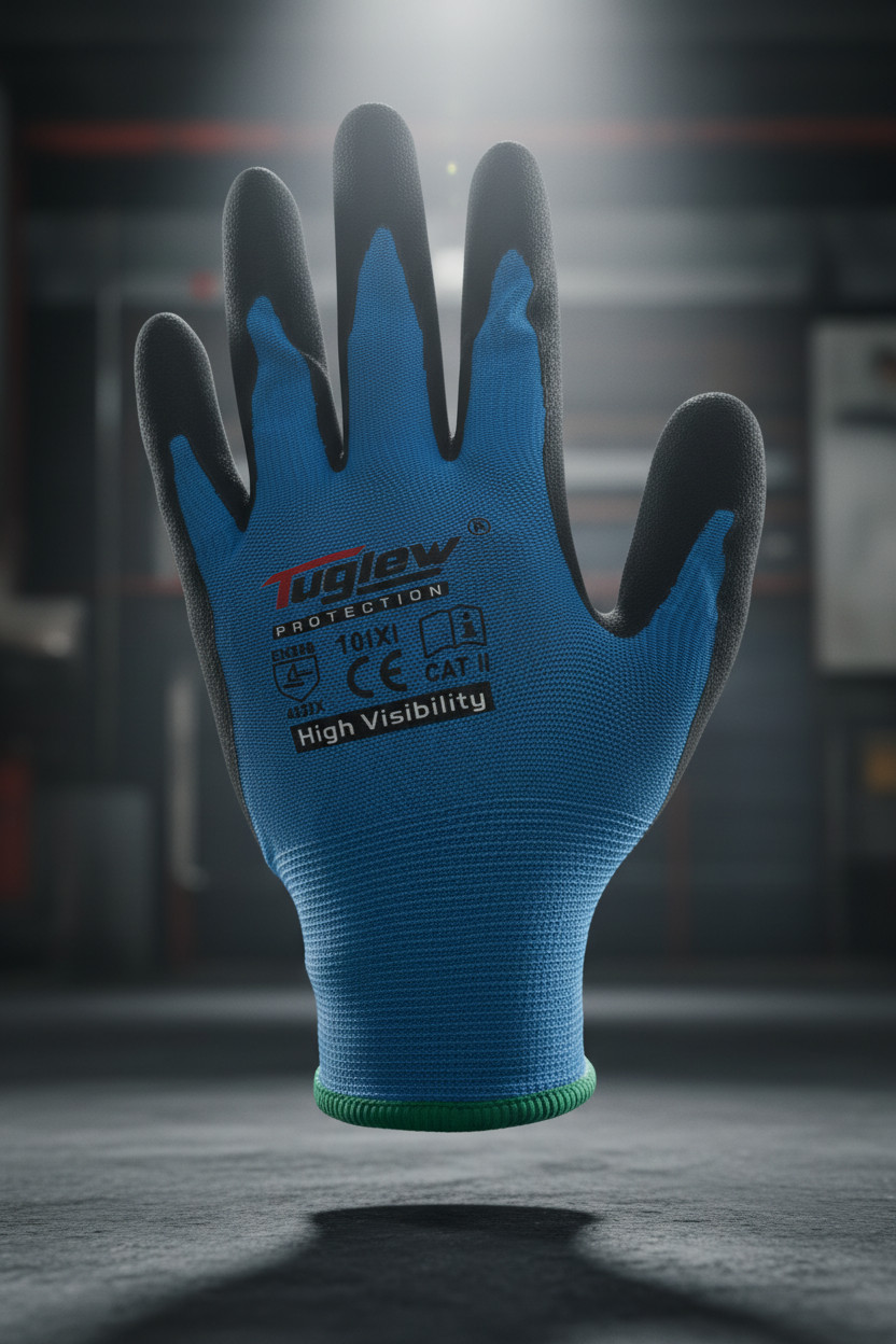 12 Pair DIESEL Blue Safety Gloves Latex Coated Grip Cut Resistant