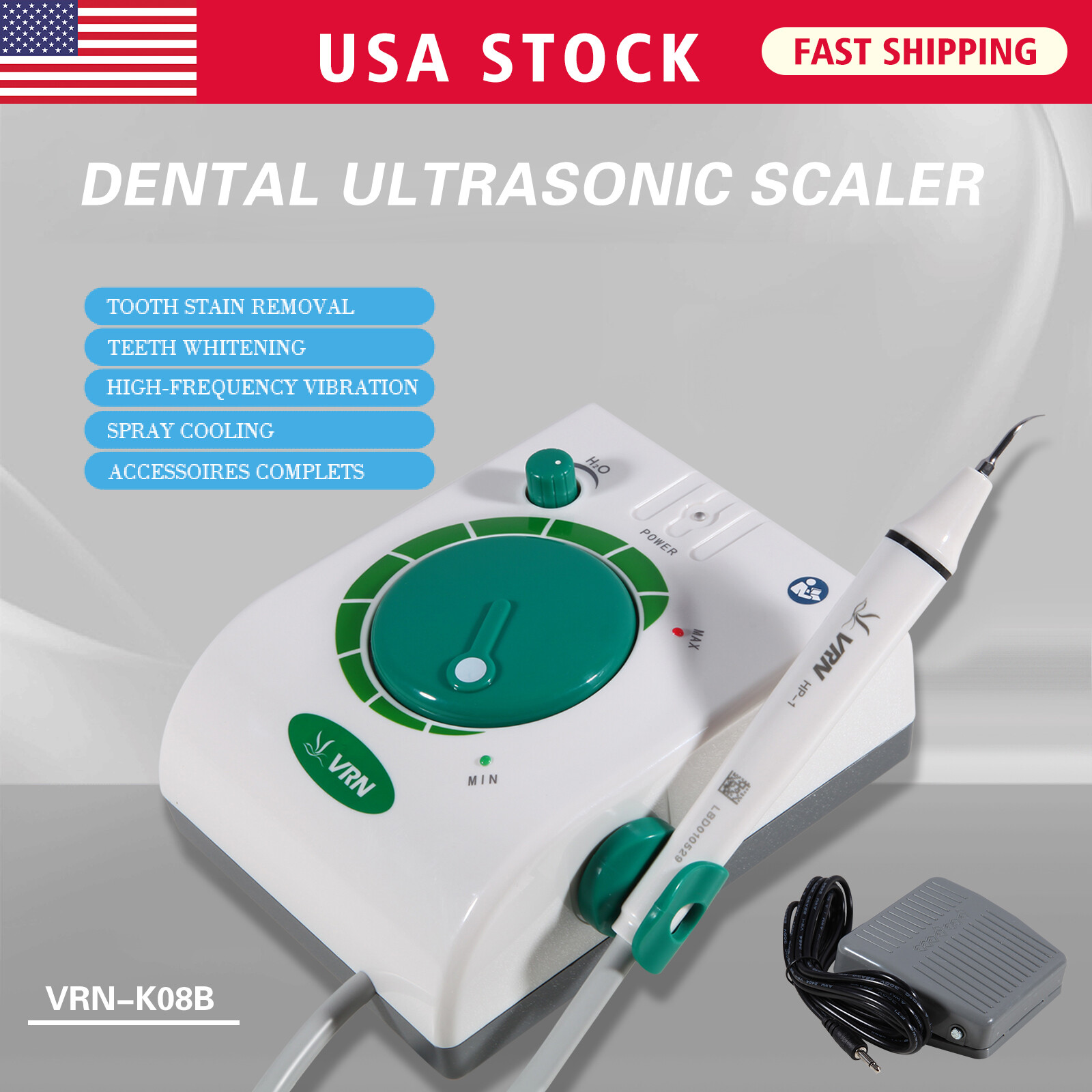 USA Dental Ultrasonic Scaler Piezo + HP-1 Detachable Handpiece + 5*Tips For EMS
