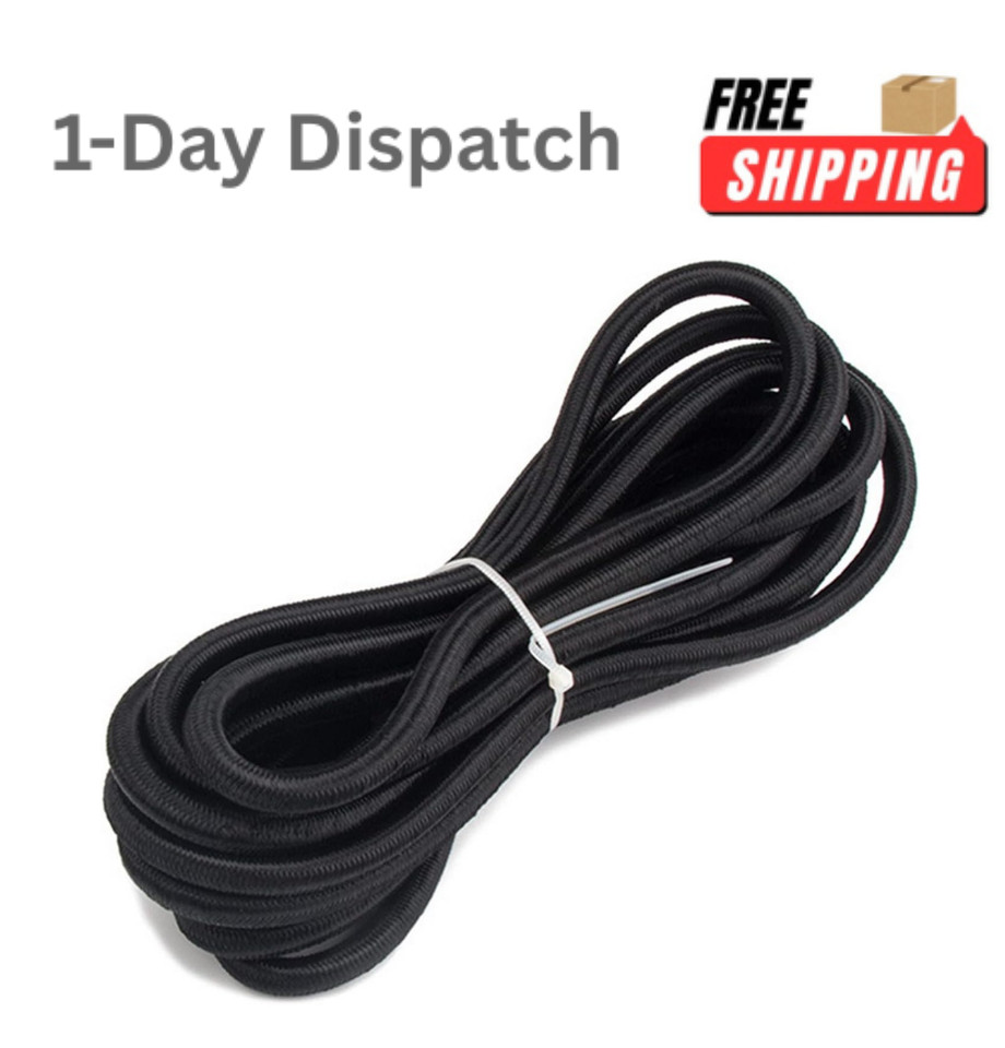 Tangyinrd 1/8 x 26FT Bungee Shock Cord Elastic Nylon Rope Marine Black