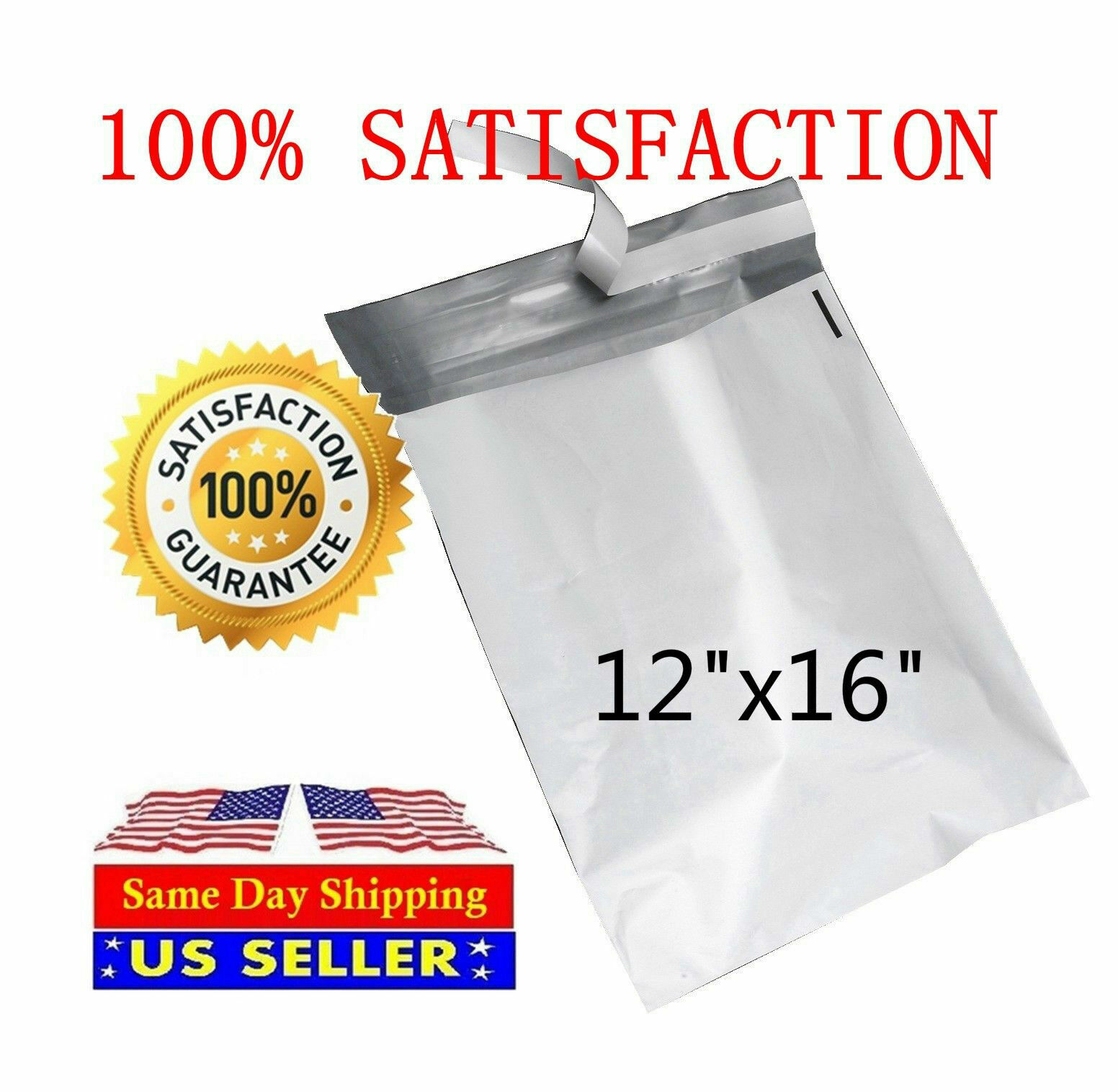 200 12×16 WHITE POLY MAILERS ENVELOPES BAGS 12″ x 16″- ST ShipMailers