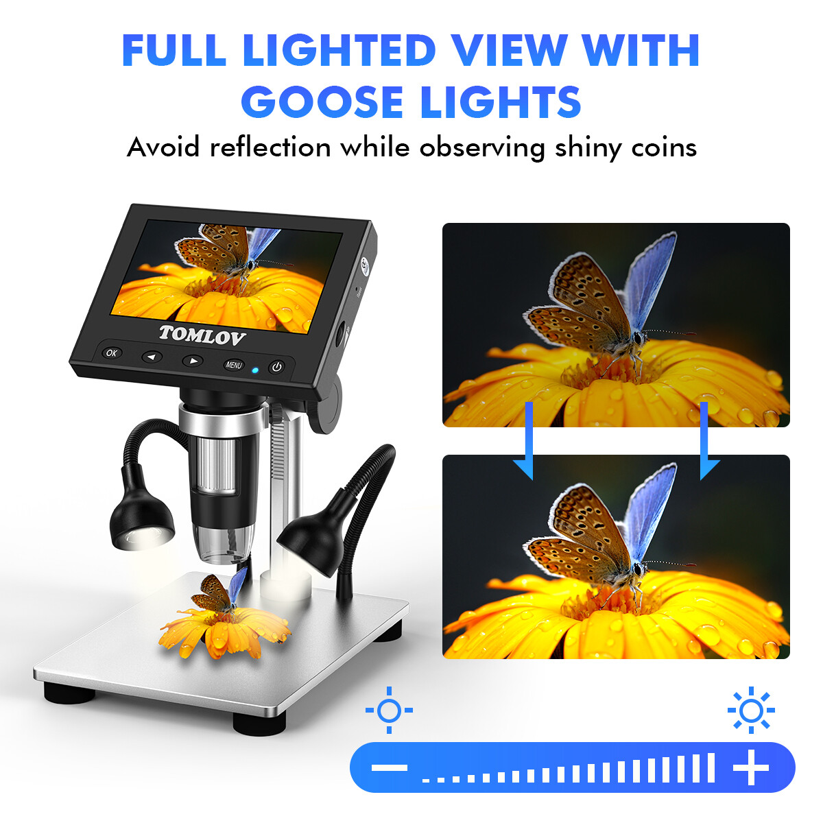 TOMLOV 4.3″ LCD Digital Microscope Soldering 1000X Adult Jewelry Coin Microscope