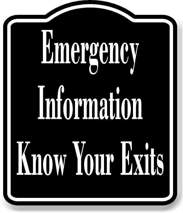 Emergency Information Know Your Exits BLACK Aluminum Composite Sign