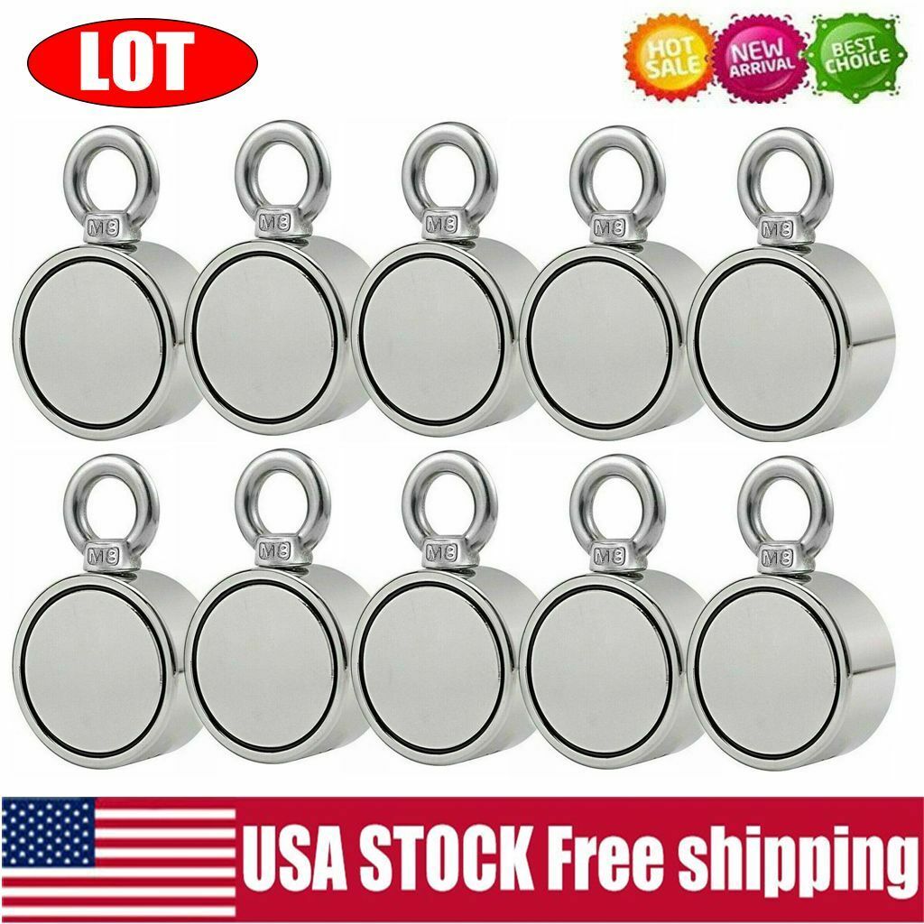 1/2/5/10PCS 500LBS Fishing Magnet Kit Strong Neodymium Pull Force Treasure Hunt