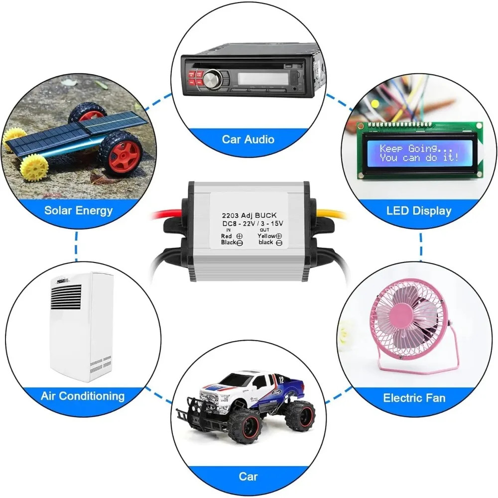 DC 8-35V 3-15V Buck Converter 3A Step Down Voltage Regulator Waterproof Module