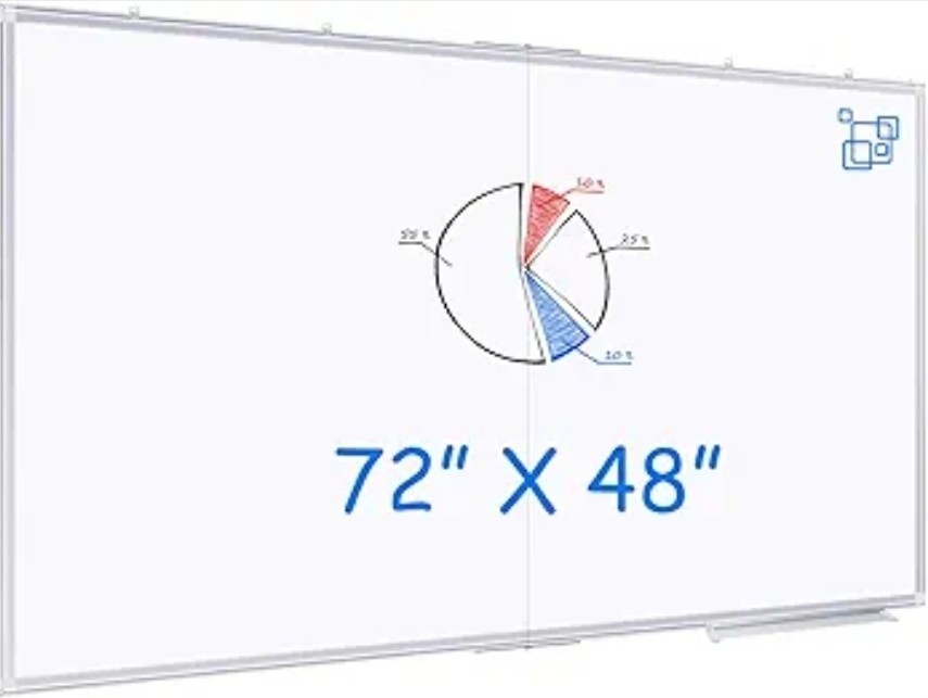Magnetic Dry Erase Board, 72 X 48 Inches, Foldable Wall-Mounted Whiteboard with