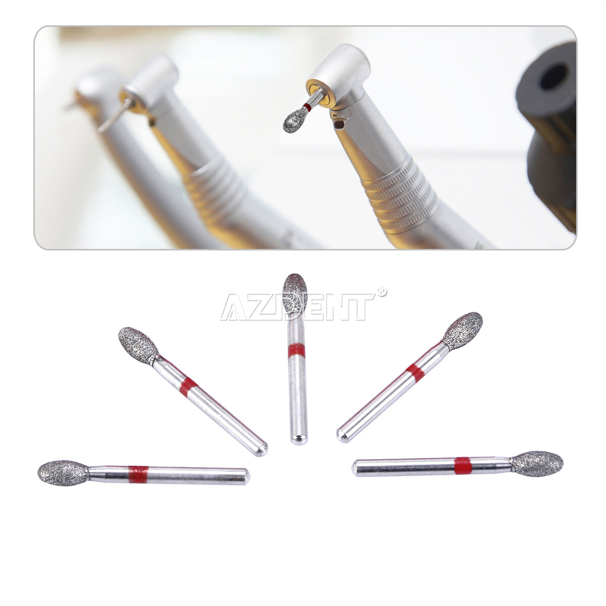 10piezas/kit Forma fútbol huevo fresas de diamante dental #379-023F Grano fino