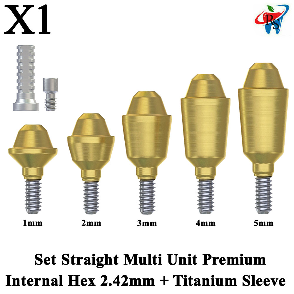 1x Set Straight Multi-Unit 1.6 RP Int Hex 2.42mm + Titanium Sleeve Fixture