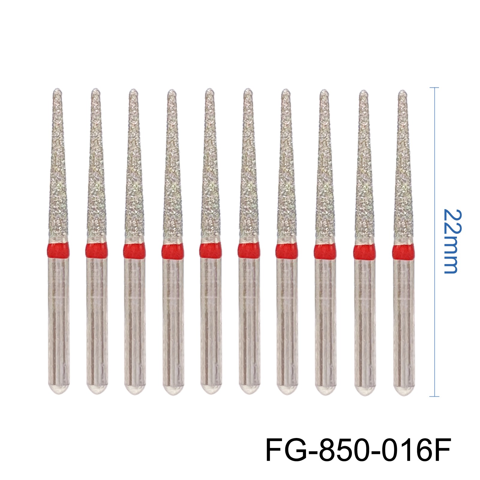Dental Diamond Burs FG 850/016F Round End Taper Fine Grit Red High Speed Dia Bur
