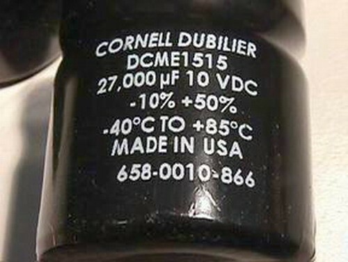 3 Cornell Dubilier DCME1515 27,000uF 10V Screw Terminal Electrolytic Capacitors