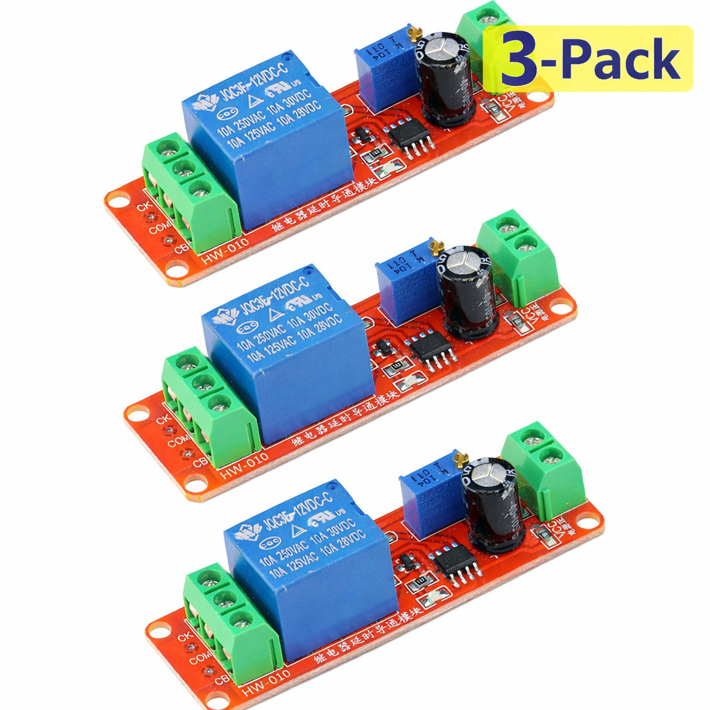 3 Pack DC 12V NE555 Delay Timer Switch Adjustable Module 0 to 10 Second Relay a