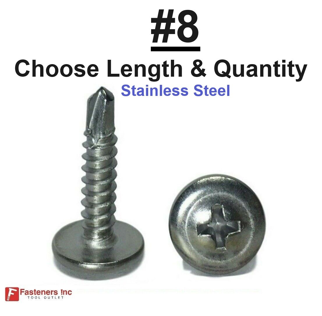 #8 Stainless Steel Phillips Modified Truss Head Self Drilling Screw (All Sizes)
