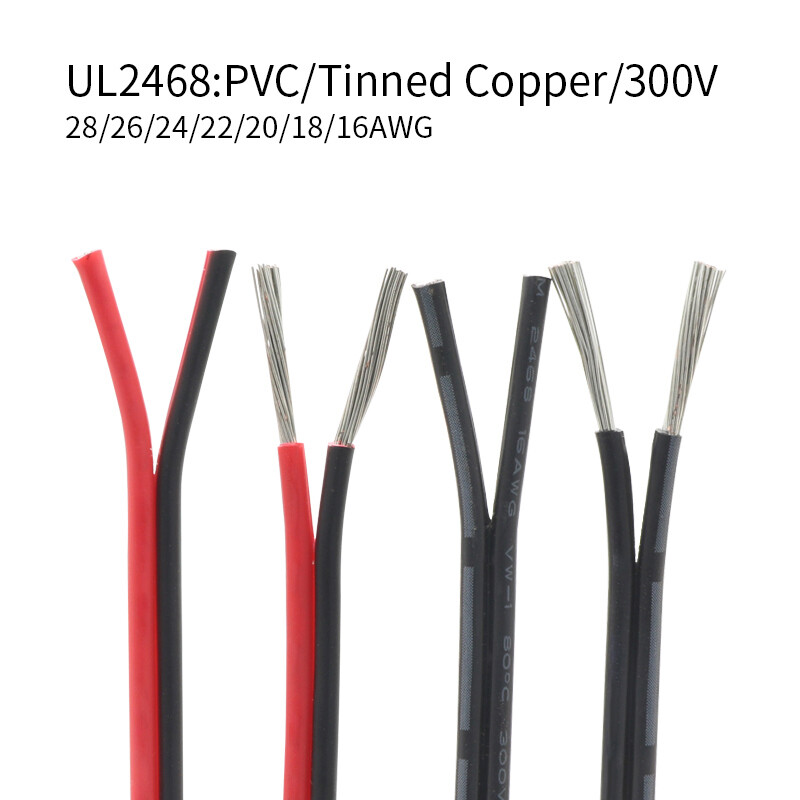 PVC Flexible Electronic Dual Core Wire Tinned Copper Stranded Cable 16 – 30AWG